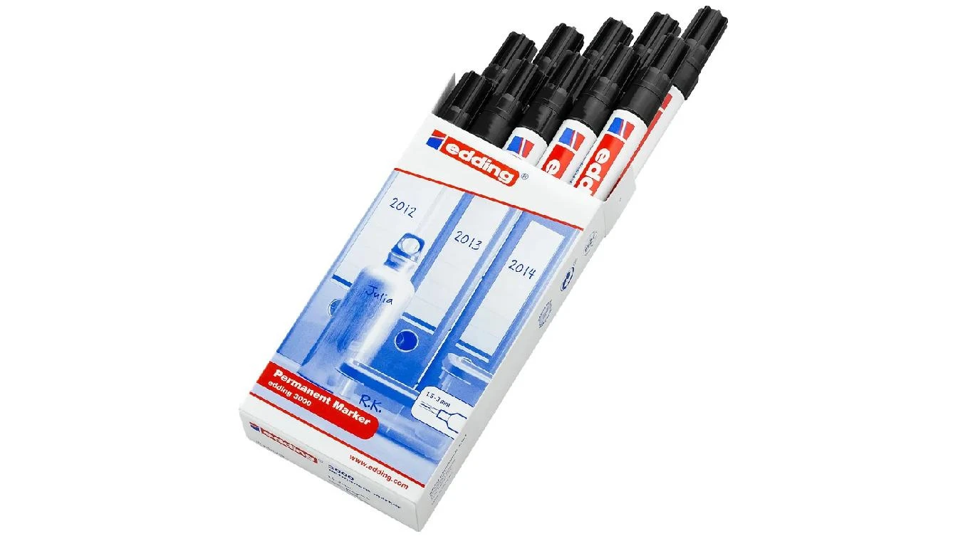 EDDING 3000 Permanent Marker - noir, 10 pcs.