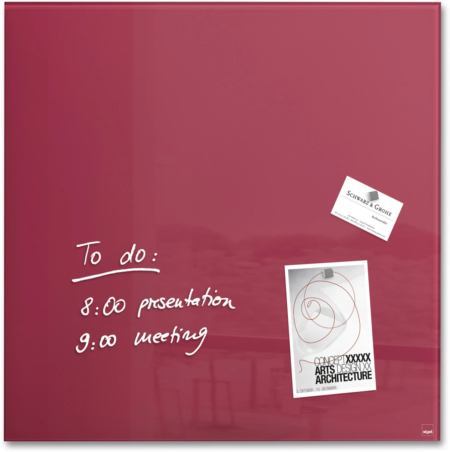 SIGEL GL272 Glas-Magnetboard 48 x 48 cm