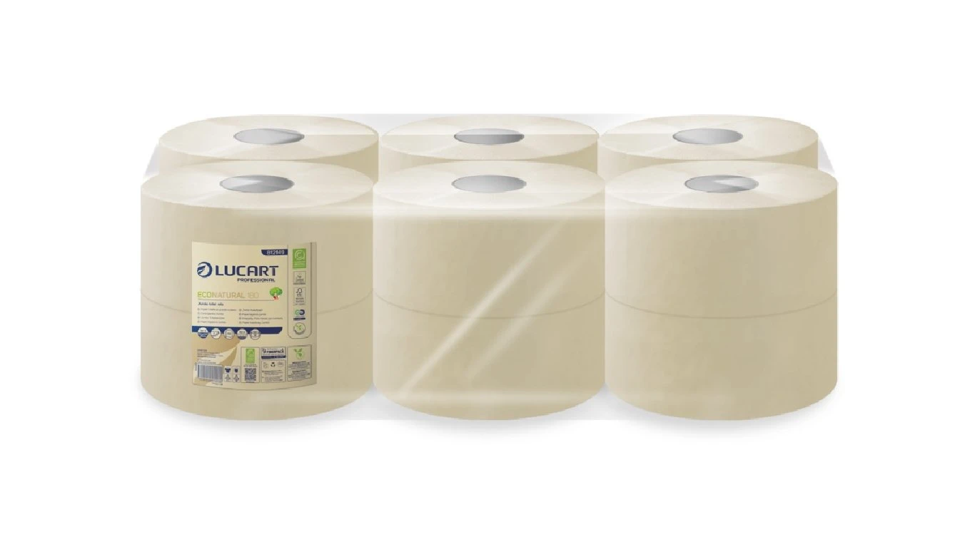 LUCART Papier toilette EcoNatural Jumbo Mini 2 couches, 12 rouleaux