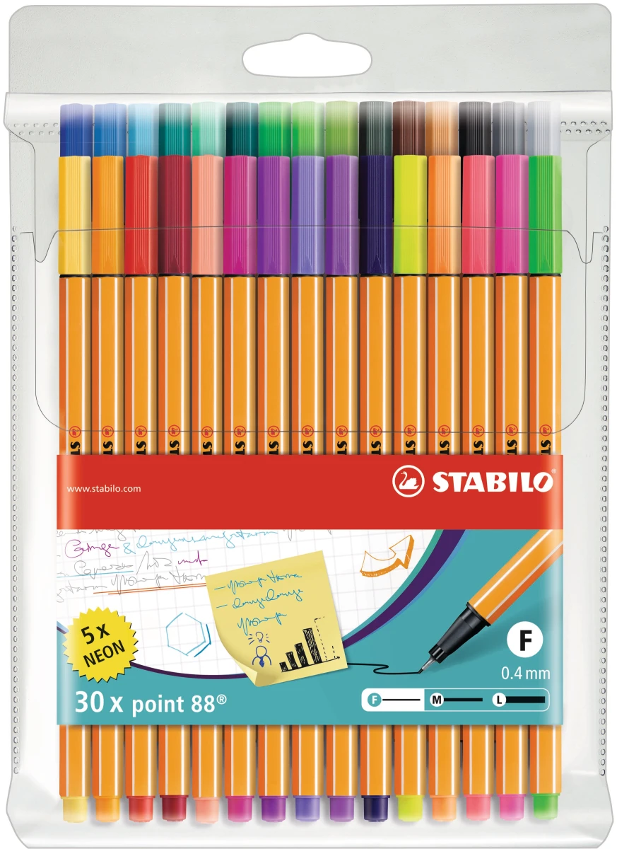 STABILO Stylo fibre Point 88, néon, 0.4 mm (30x)