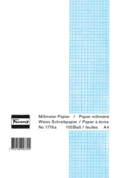 Bloc papier millimètré, blanc, Favorit No 1776 a