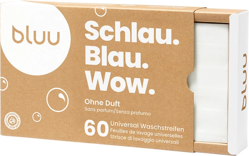 BLUU Feuilles de lavage universelles Sans Parfum 60 pièces