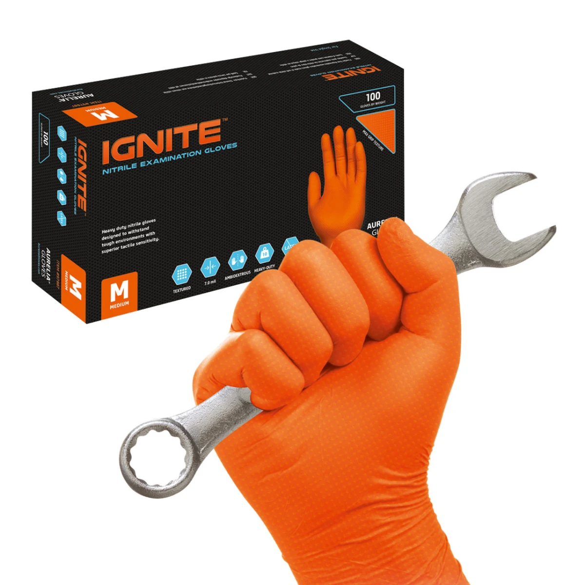 AURELIA GLOVES Gants en nitrile Ignite taille L, 100 pièces