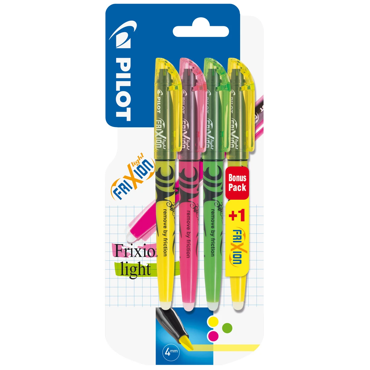 Pilot FriXion Light gelb, pink, grün
