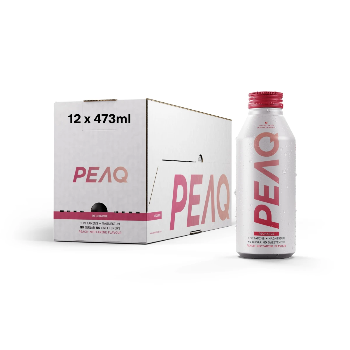 PEAQ Recharge Peach-Nectarine Bouteille d'aluminium 12 x 473 ml
