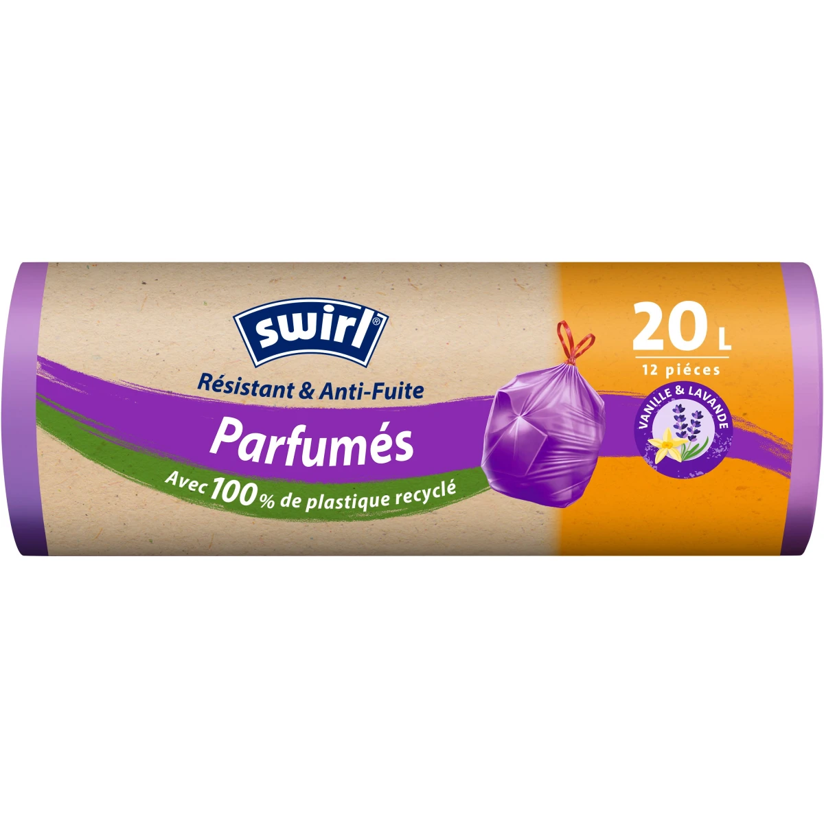 SWIRL Sacs poubelle parfumés 20 L, 12 pièces