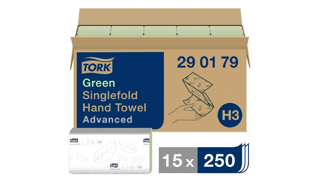 TORK Essuie-mains en papier Advanced pliage V, 2 couches, vert