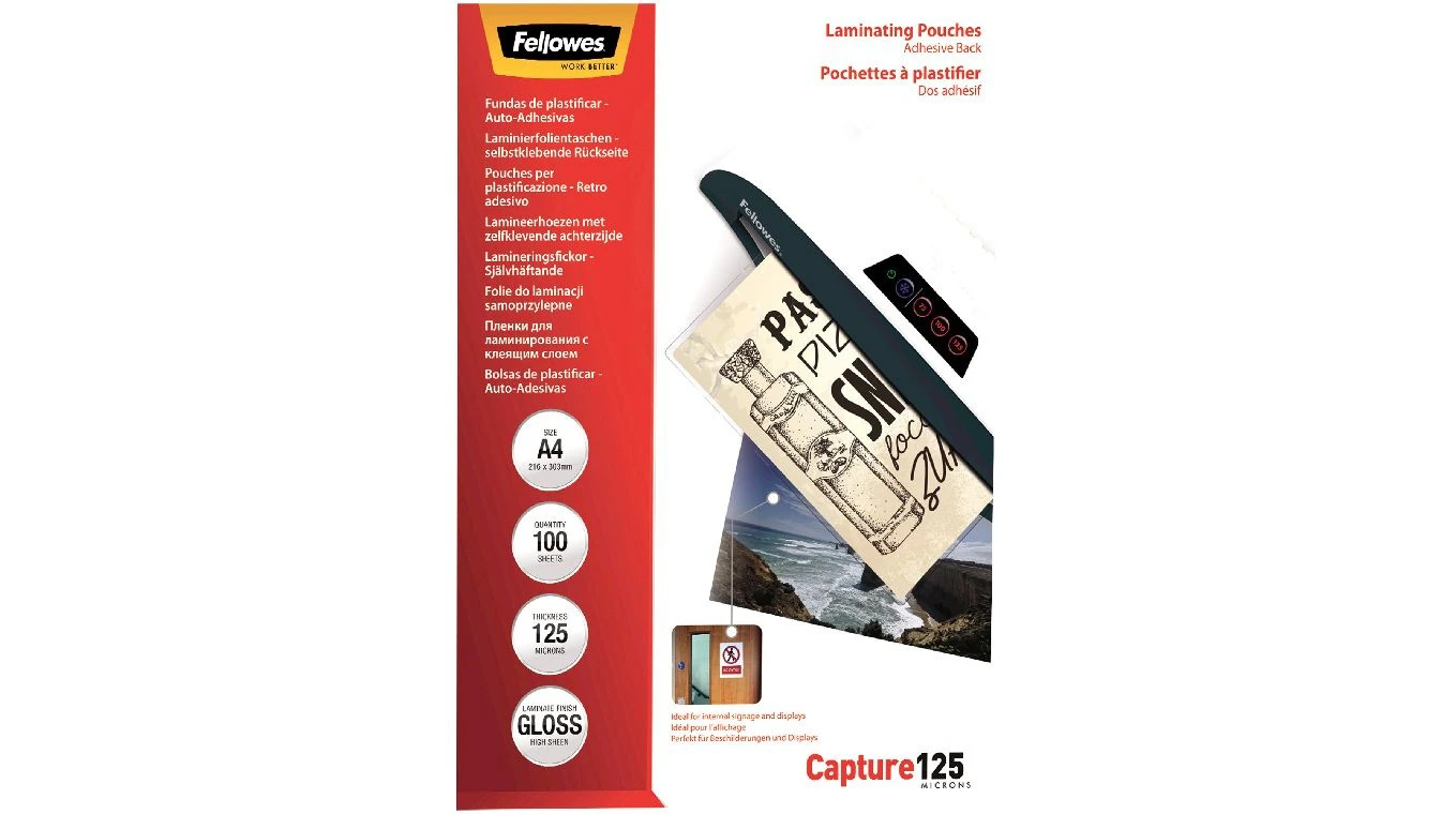 FELLOWES Capture 125 Films de plastification A4, adhésive