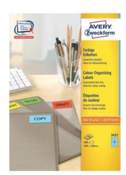 AVERY ZWECKFORM 3457 Étiquettes, 105 x 148 mm, 100 feuilles