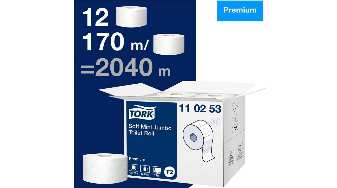 TORK Papier toilette Premium Mini Jumbo 2 couches, 12 rouleaux