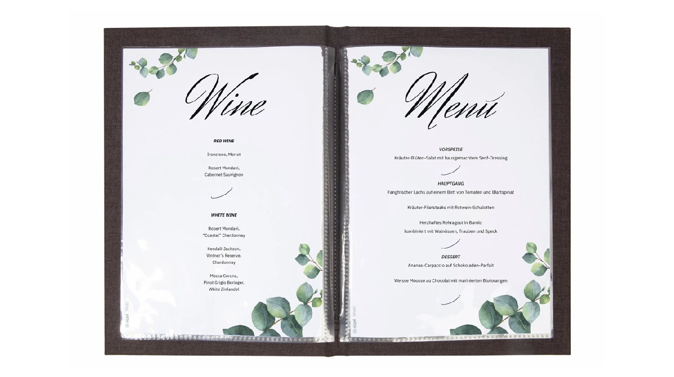 Porte-menu SIGEL - avec reliure élastique - pour 8 pages