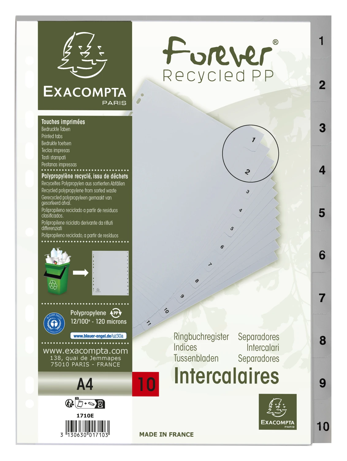 EXACOMPTA Répertoire de chiffres 1 - 10