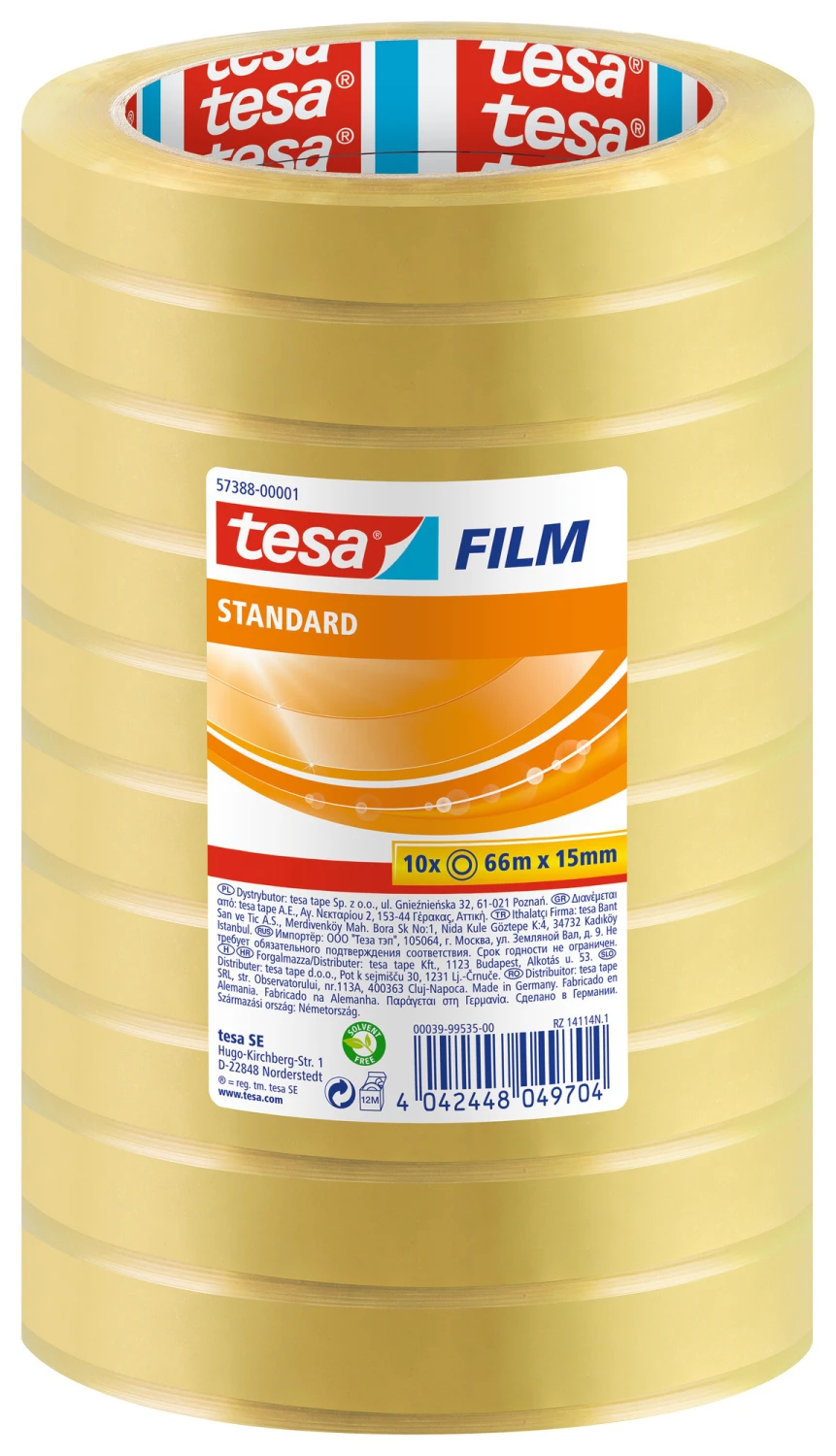 TESA Klebeband Standard 66 m x 15 mm (10x)