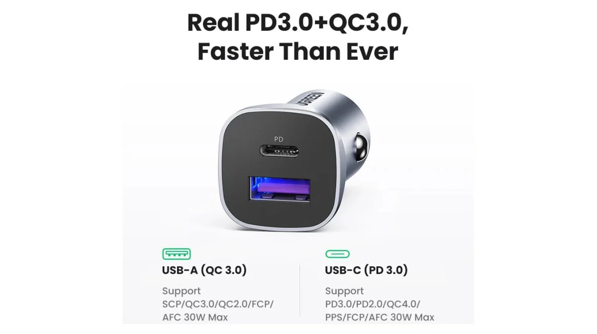 UGREEN Fast Car Charger 30W