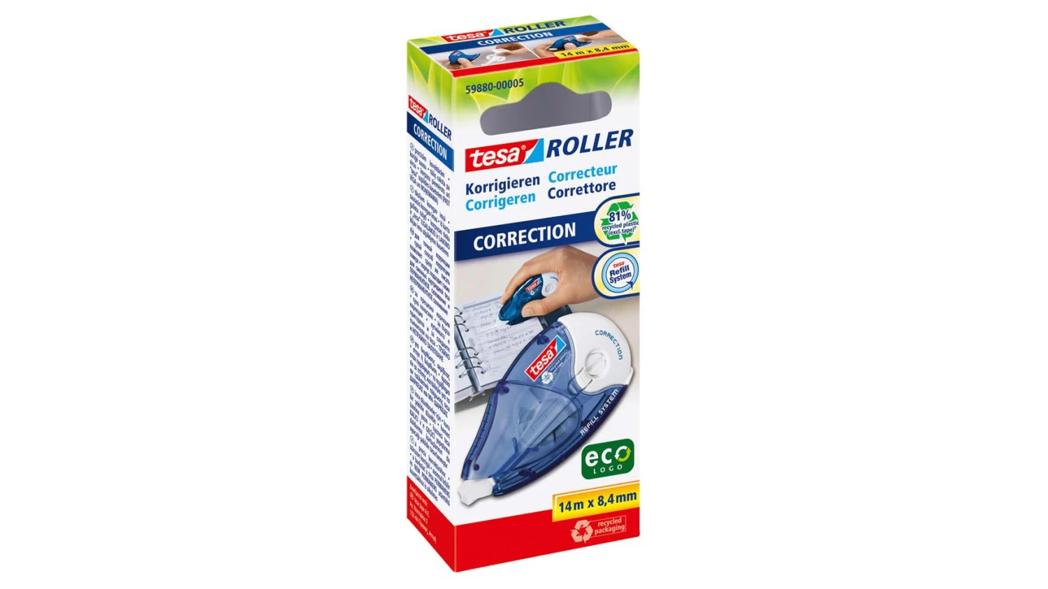 TESA Rouleau correcteur Eco Roller 14 m x 8.4 mm