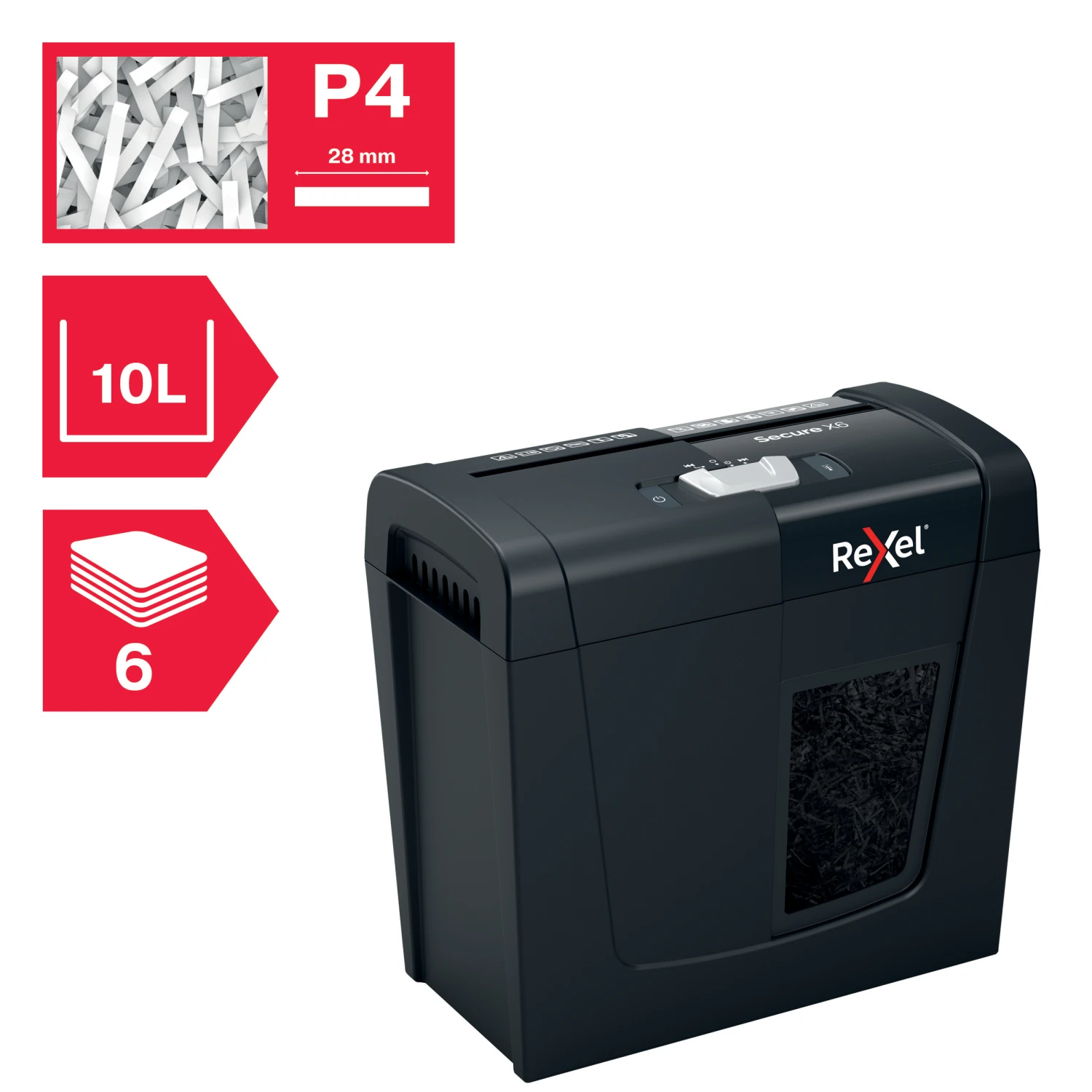 REXEL Destructeur documents Secure X6, P-4, 10lt