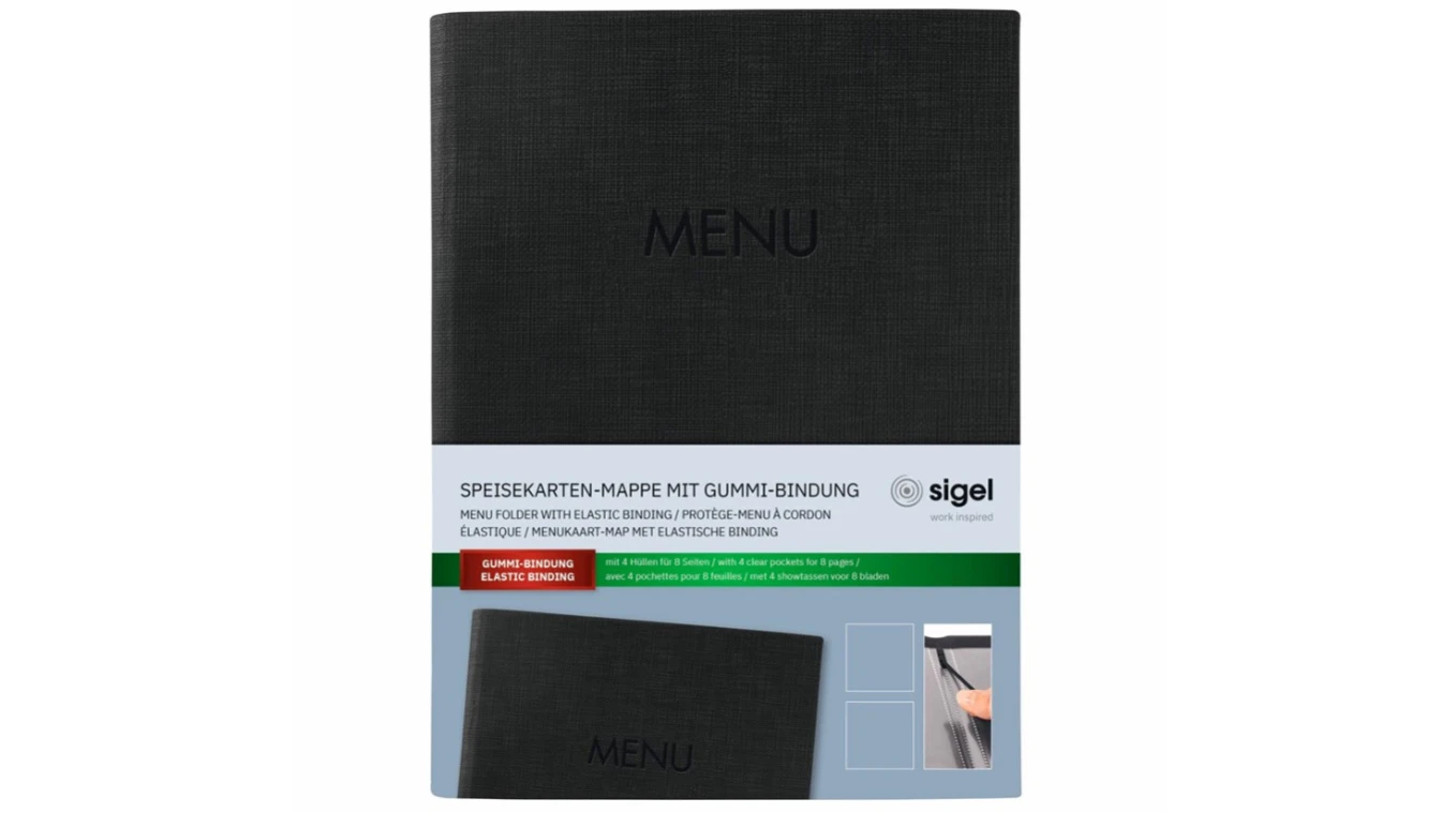 SIGEL Porte-menu - avec reliure élastique - pour 8 pages - avec reliure élastiqu