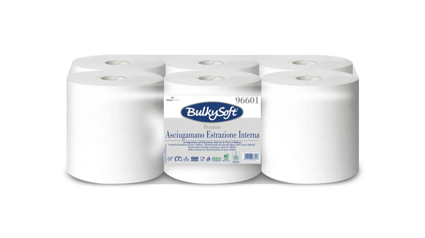 BULKYSOFT Papier d'essuyage Premium Midi 2 couches, 6 rouleaux
