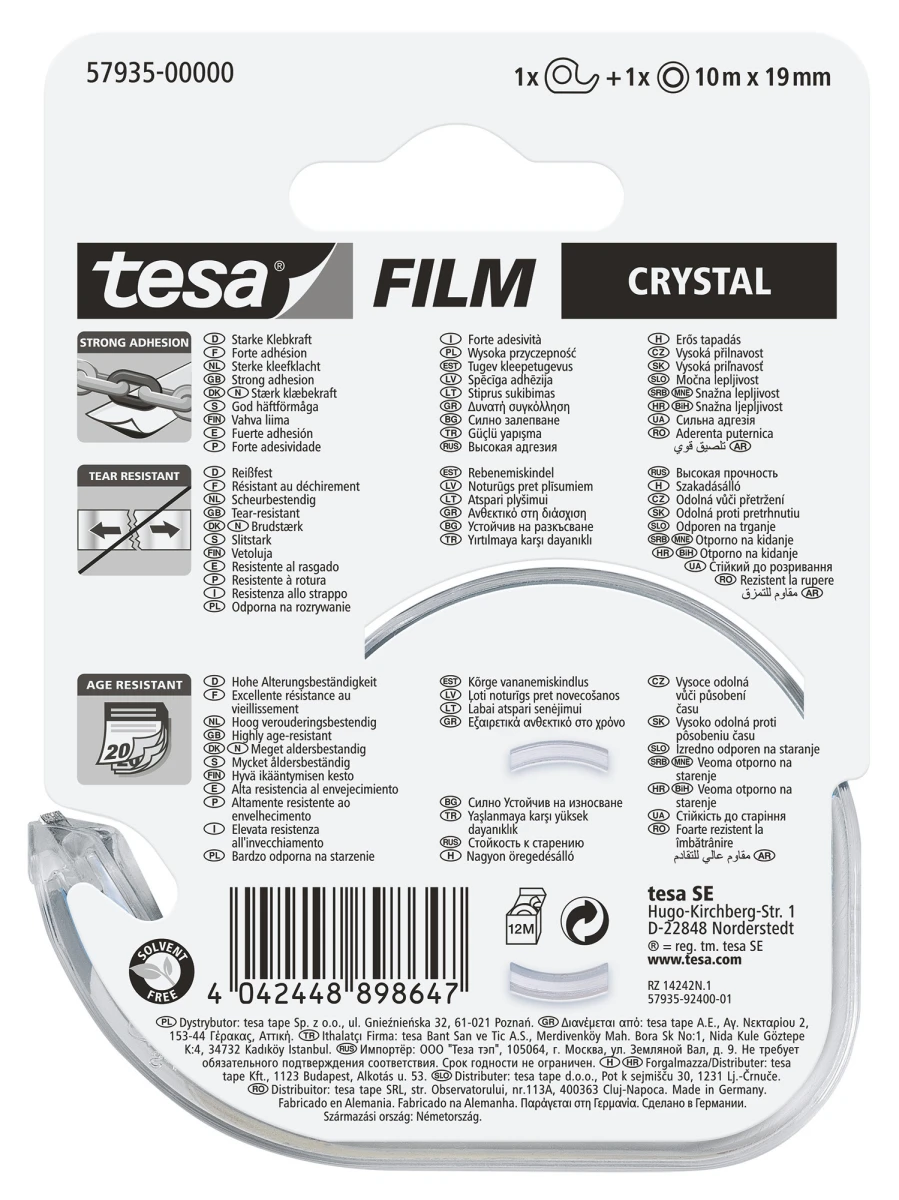 TESA Ruban crystal/Déroul. 19mmx10m