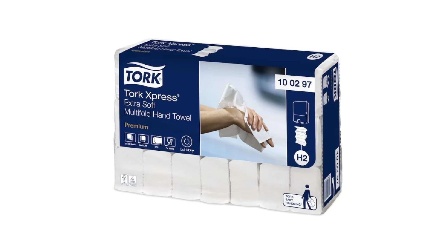 TORK Essuie-mains en papier Premium pliage M, 2 couches, blanc