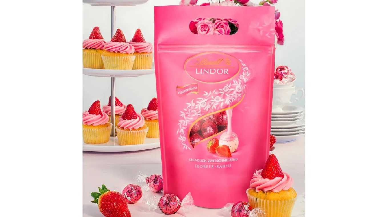 LINDT Lindor Kugeln Erdbeere & Rahm 1000g