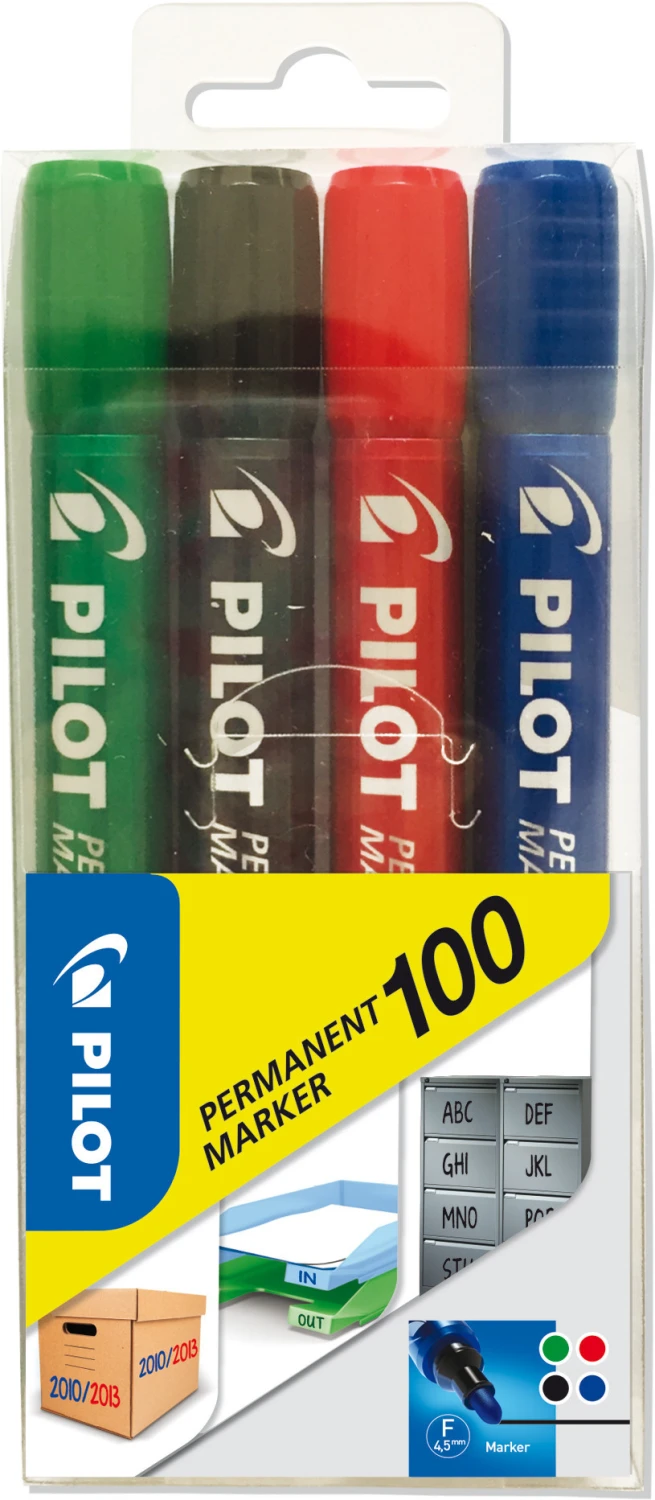 PILOT Permanent Marker 100 - 1 mm - 4 Stück