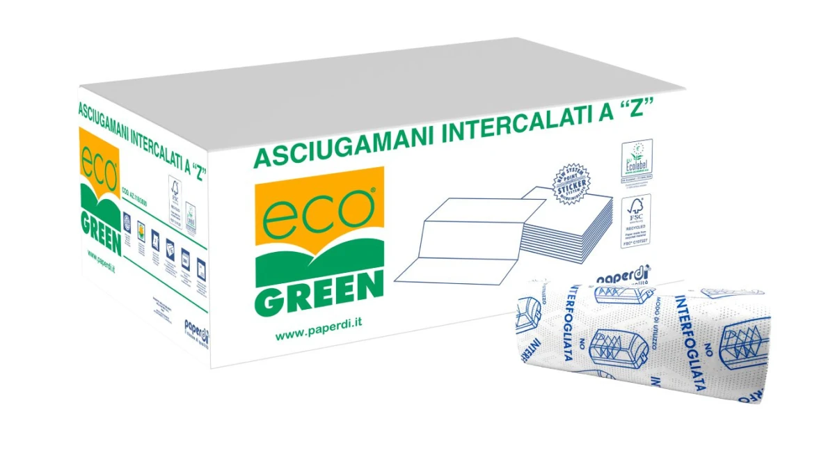 ECOGREEN Essuie-mains en papier pliage Z, 2 couches, gris clair