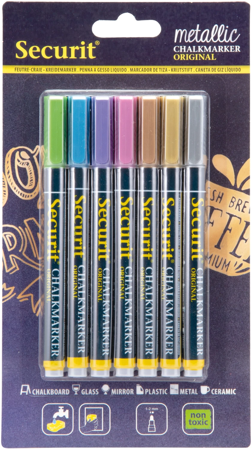 SECURIT Marker Craie 1-2 mm, mettalic - 7 pcs.