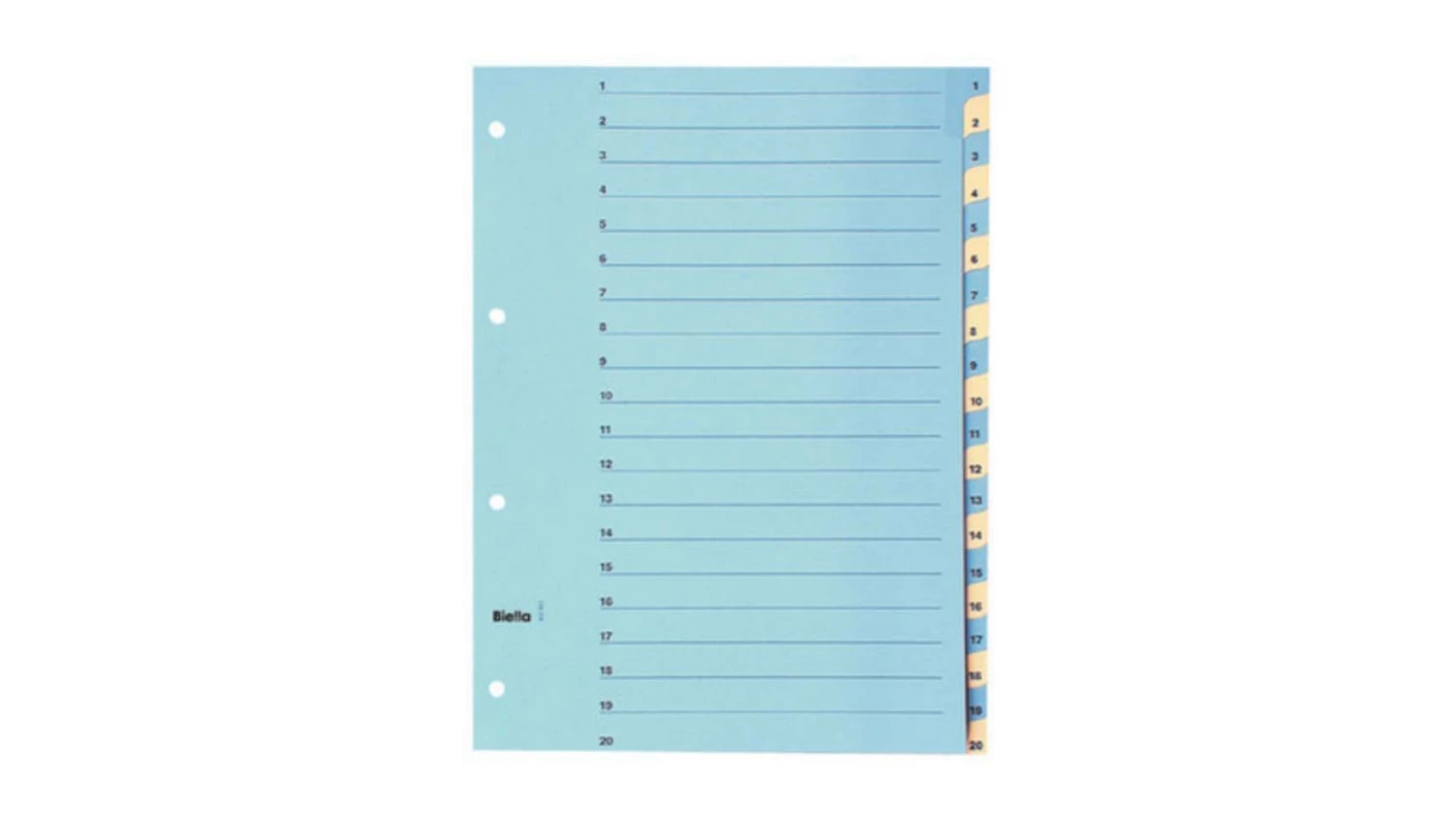 BIELLA Zahlenregister 1 - 20