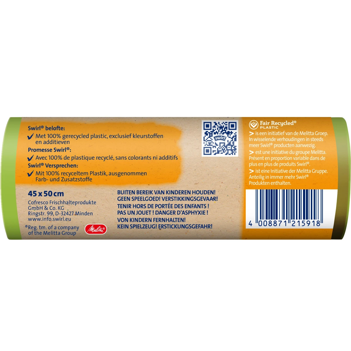 SWIRL Sacs poubelle anti-odeurs Fraîcheur Active 20 L, 12 pièces