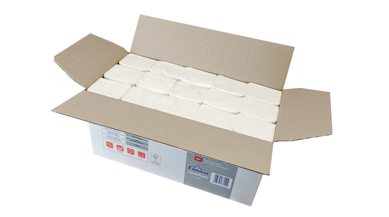 EDELWEISS Essuie-mains en papier pliage V, 2 couches, extra-blanc