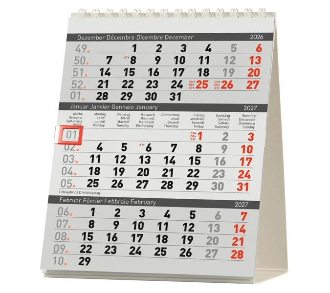 BIELLA Pultkalender Desktop Delta - Format: 12.5 x 15.5 cm