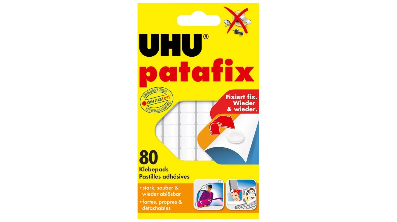 UHU Patafix pastilles adhésives 9.5 x 17 mm, 80 pcs.