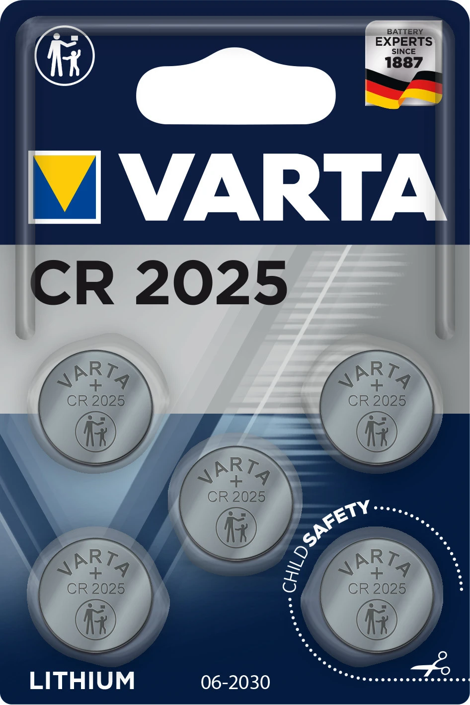 VARTA Knopfbatterie Lithium CR2025, 3V - 5er Pack