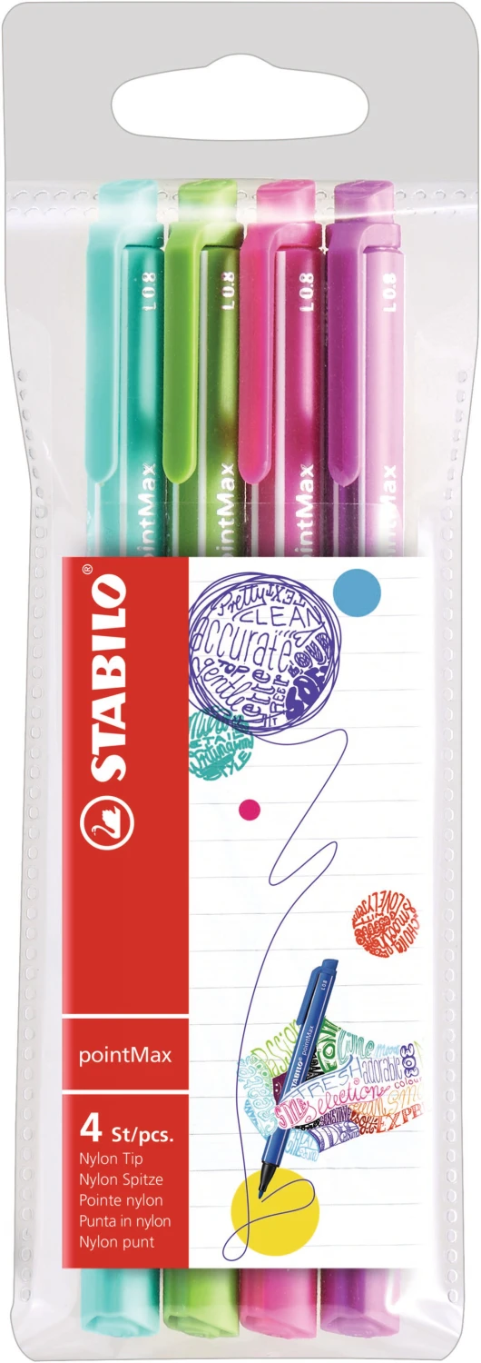STABILO Fineliner pointMax 0,8 mm - 4 pcs.