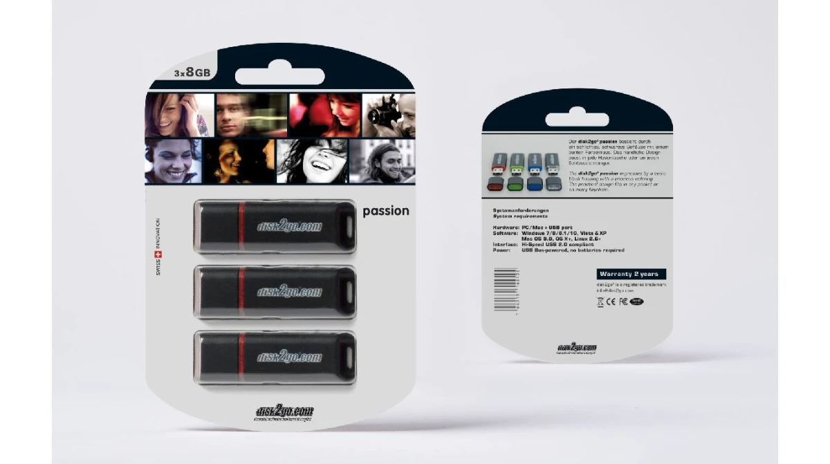 DISK2GO USB-Stick passion 2.0 8GB, 3 pcs.