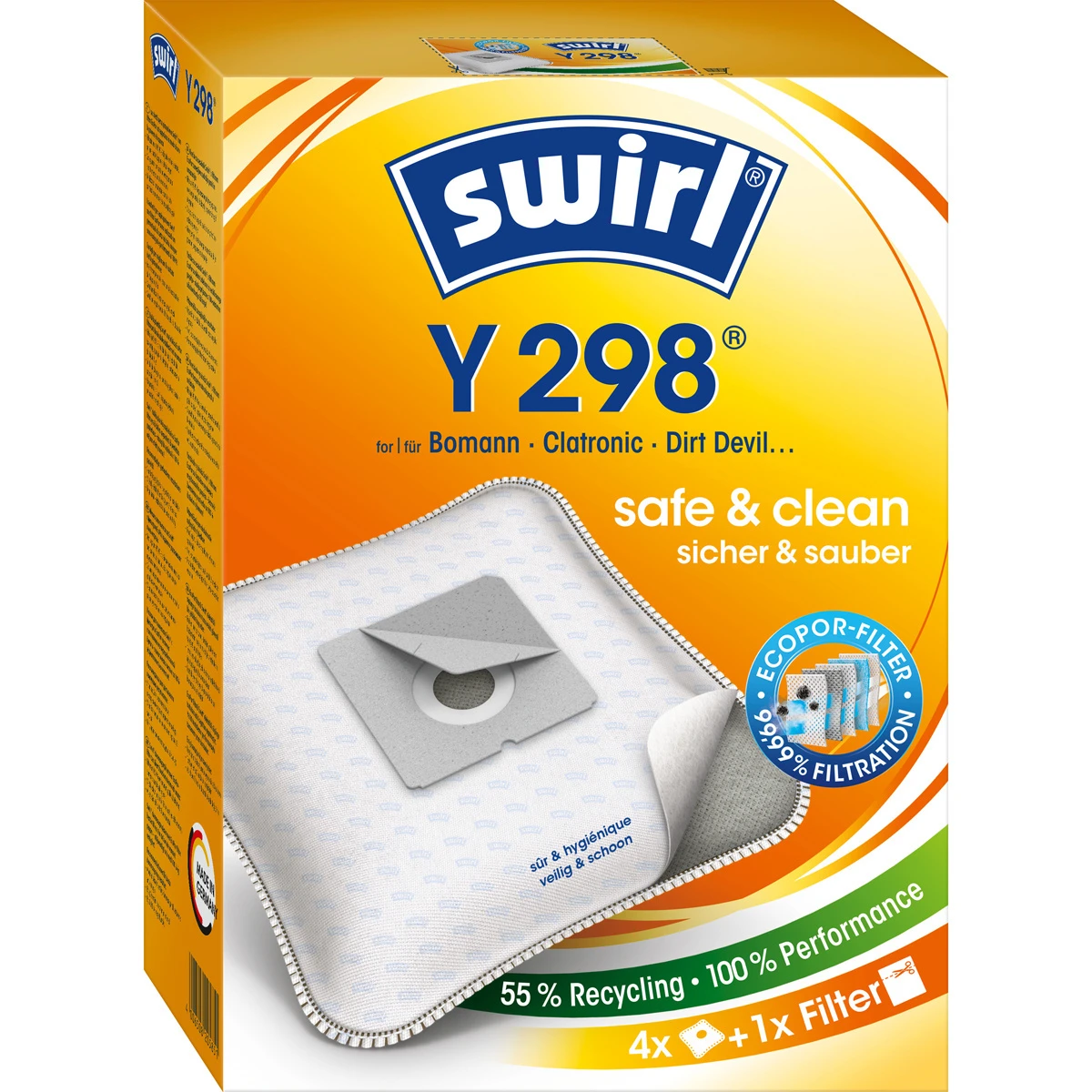 SWIRL Sac aspirateur Y 298 EcoPor 4 pièces