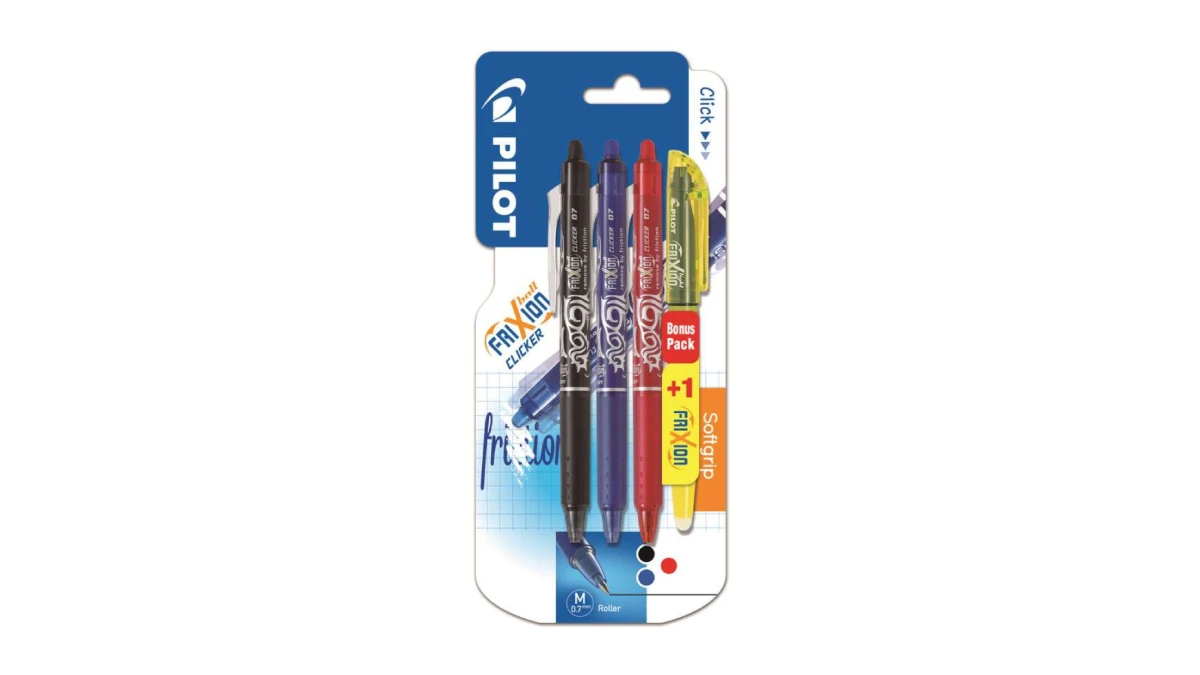 PILOT Rollerballl, 3 x Pilot FriXion Clicker + 1 x Light gratuit