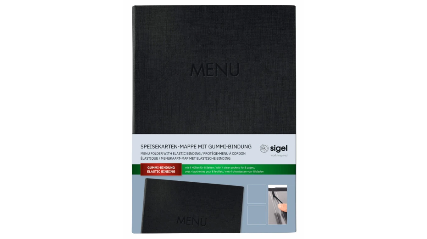 SIGEL Speisekarten-Mappe - mit Gummibindung - für 8 Seiten