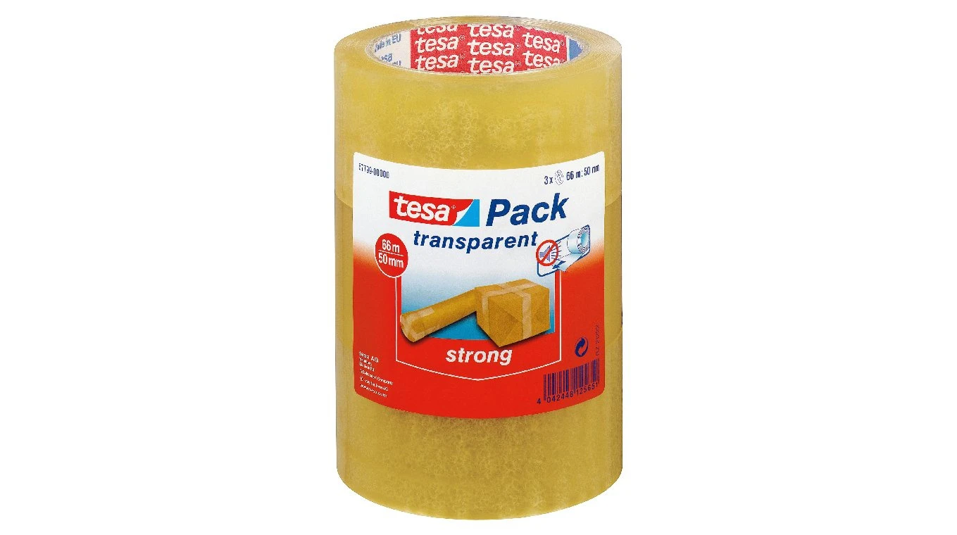 TESA Ruban d'emballage Strong transparent 50mmx66m, 3 pcs.