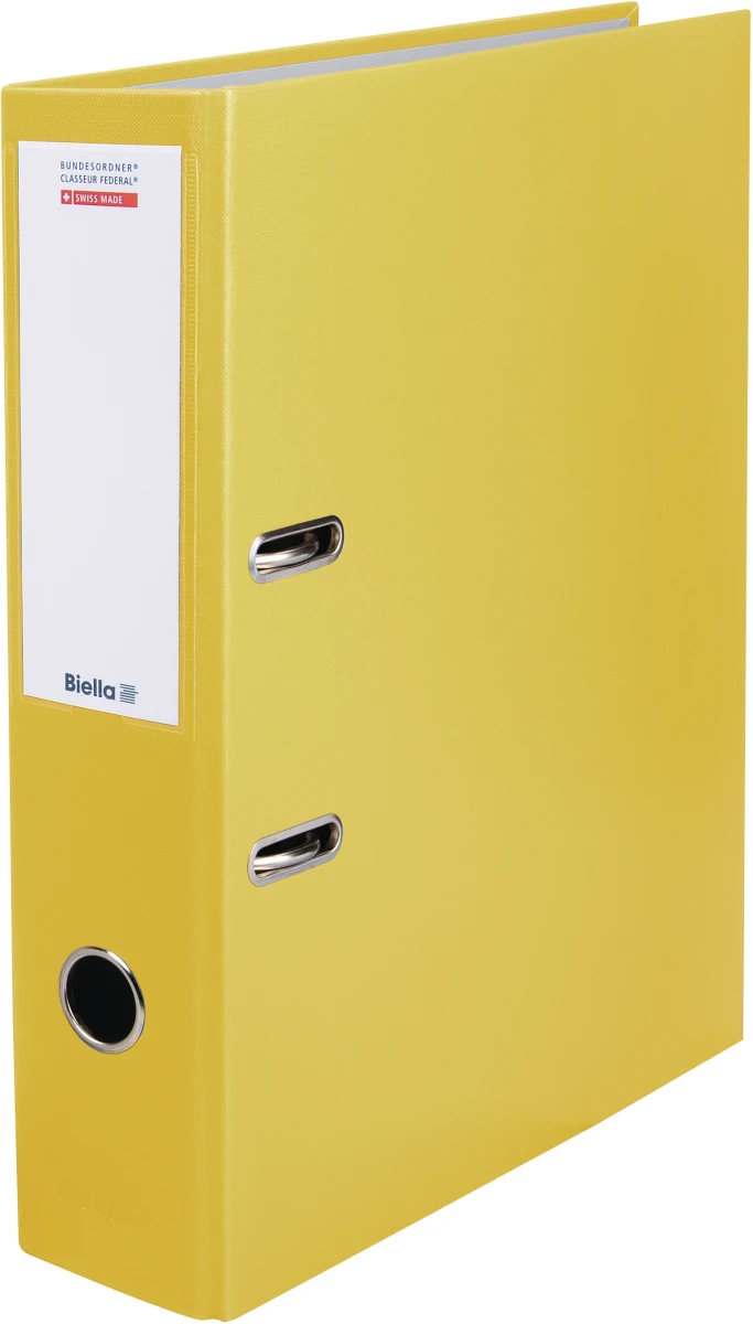 Classeur fédéral Biella, largeur de dos 7 cm, jaune
