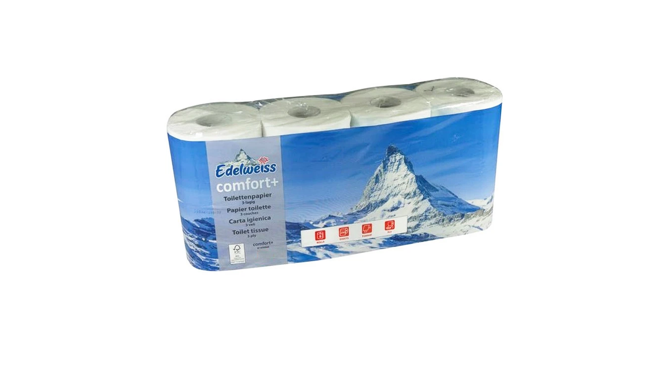 EDELWEISS Papier toilette comfort plus 3 couches, 8 rouleaux