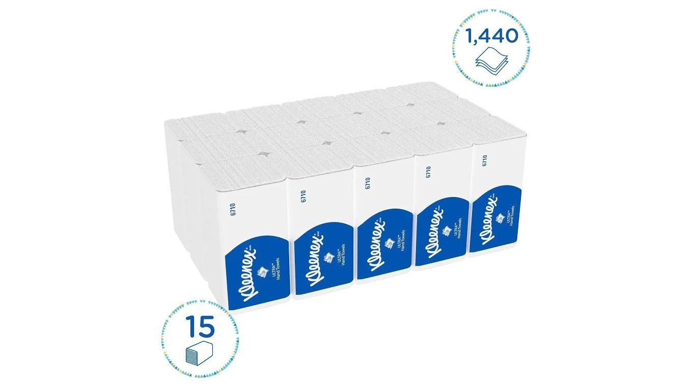 KLEENEX Essuie-mains en papier Ultra pliage V, 3 couches, blanc