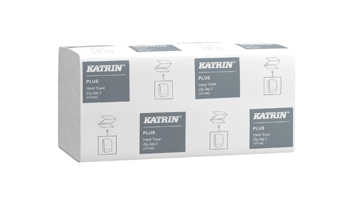 KATRIN Essuie-mains en papier Plus pliage V, 2 couches, blanc