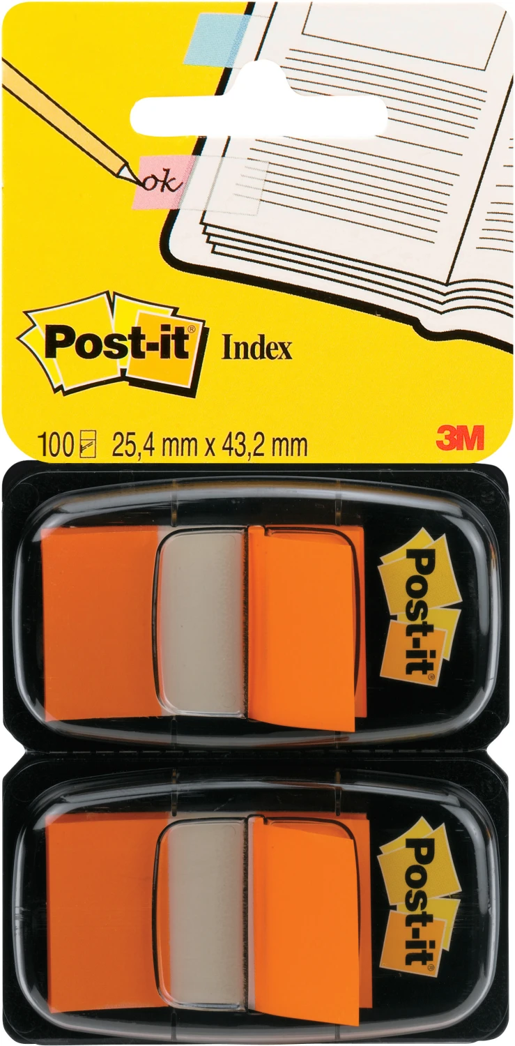 Post-it Index Haftstreifen orange, Pack à 2 x 50 Stück