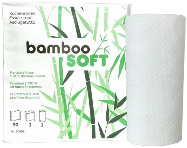 BAMBOOSOFT Rouleaux papier ménage 2 couches, 40 rouleaux