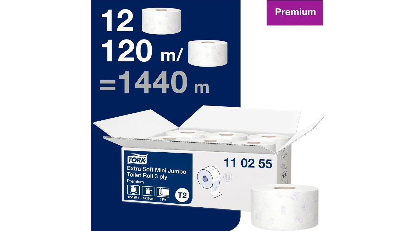 TORK WC-Papier Premium Jumbo Mini 3-lagig, 12 Rollen