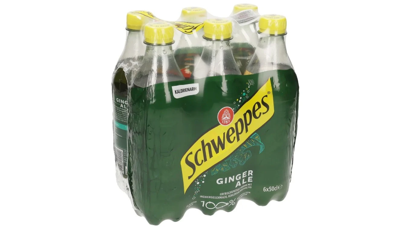 SCHWEPPES Ginger Ale, faible en calories, 6 x 500 ml