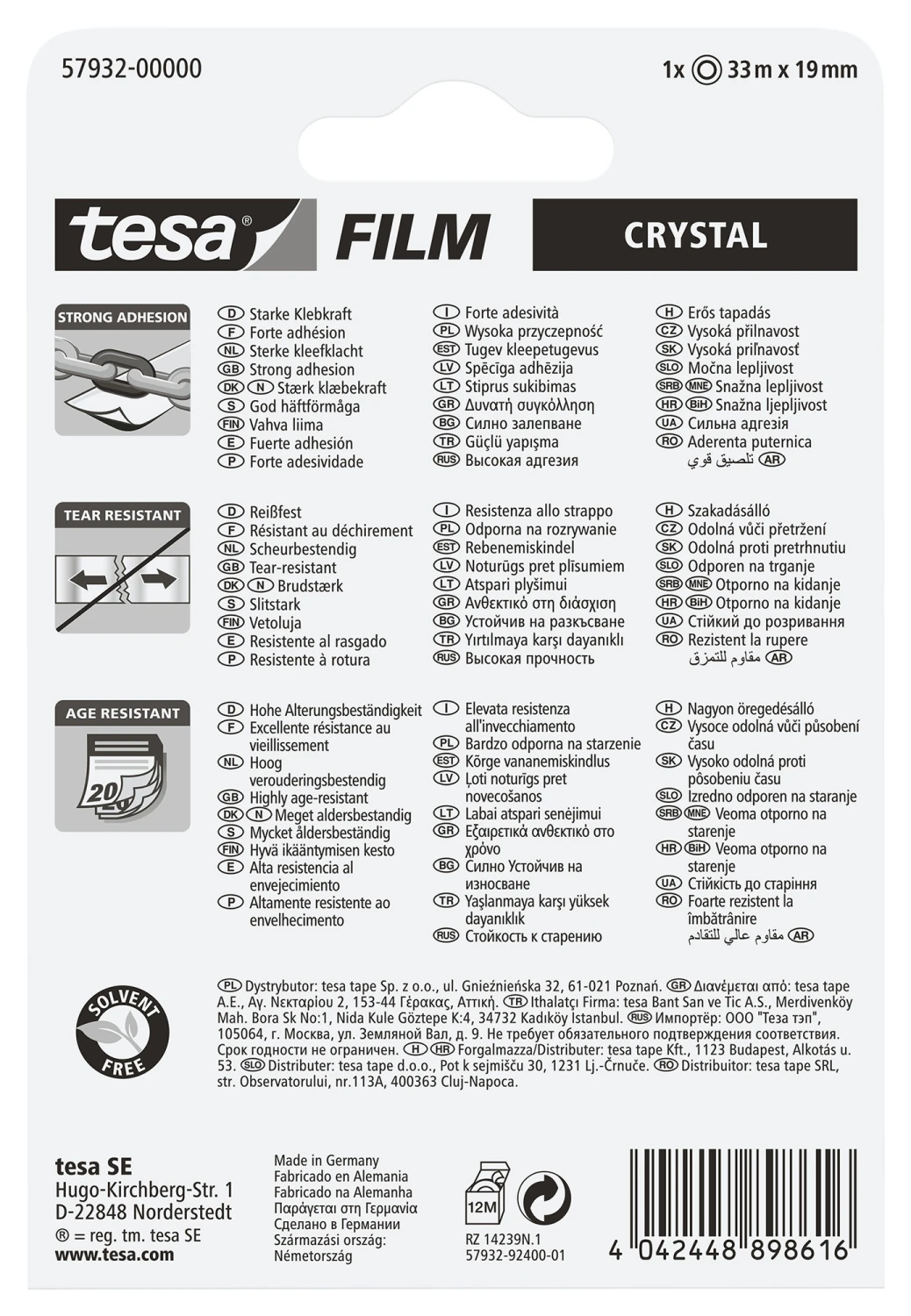 TESA Klebeband Crystal 19 mm x 33 m - Blister