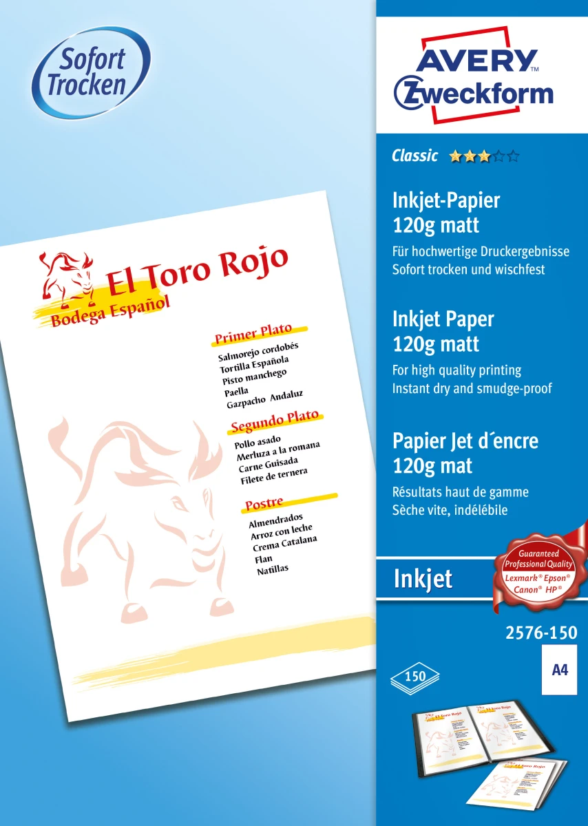 AVERY ZWECKFORM 2576-150 - InkJet-Papier A4